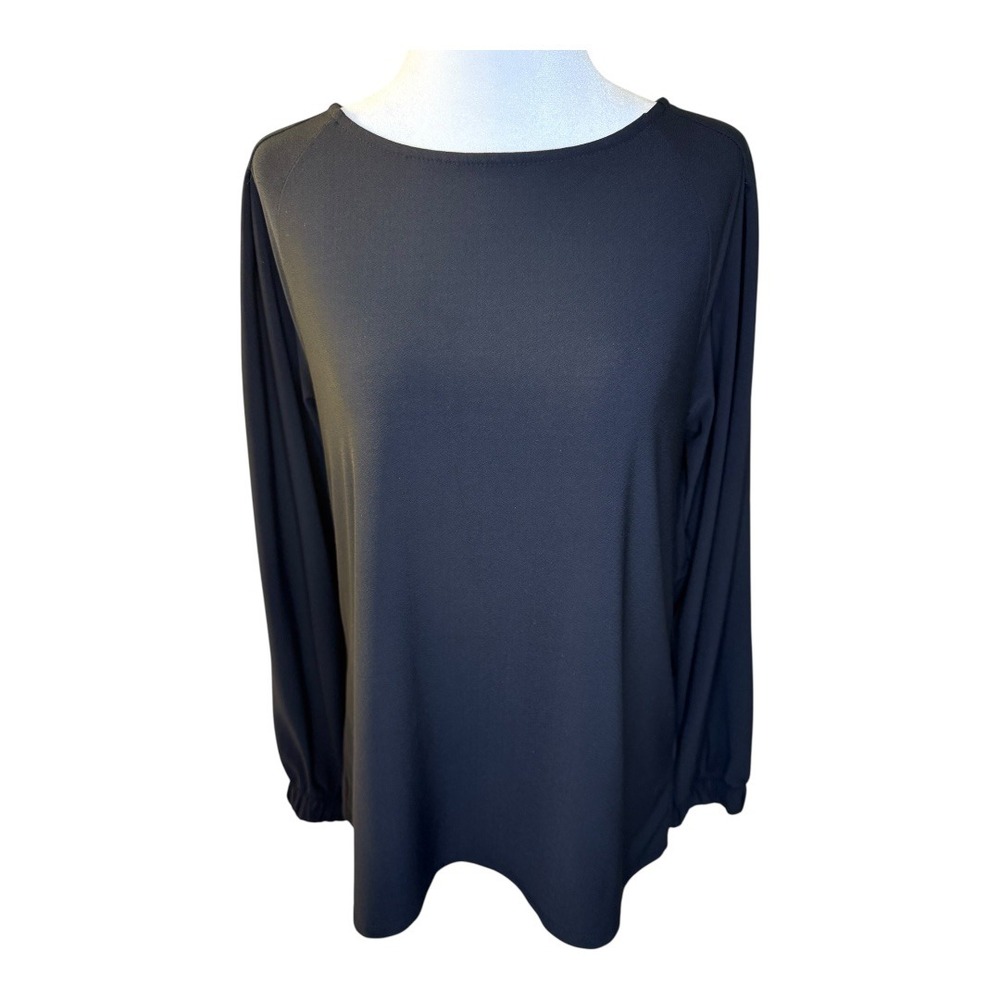 Halogen Black Blouse Long Sleeve Keyhole‎ Back Casual Top Size Small